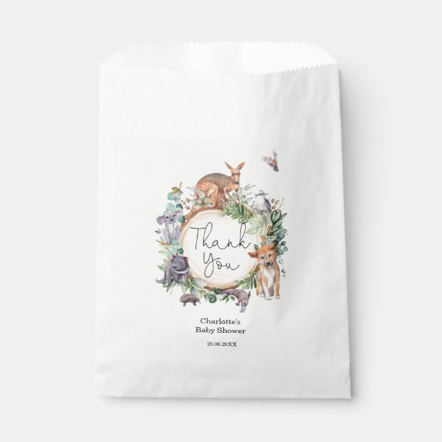 Australia Animals Rustic Wildlife Eucalyptus Baby  Favour Bags (Front)