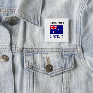 Australia Australian Flag Black Personalisation 15 Cm Square Badge