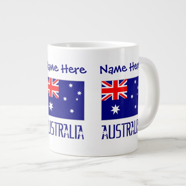 Australia Australian Flag Blue Personalisation  Large Coffee Mug (Front Right)