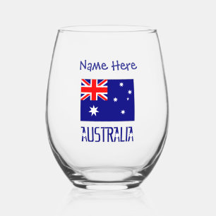 Australia Australian Flag Blue Personalisation Stemless Wine Glass
