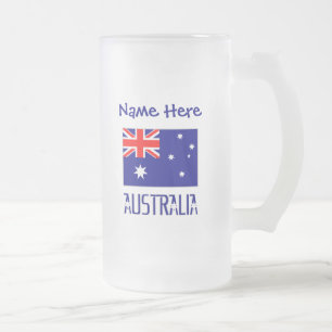 Australia Australian Flag Blue Personalised Frosted Glass Beer Mug