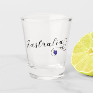 Australia, Australian Flag In Heart Shot Glass