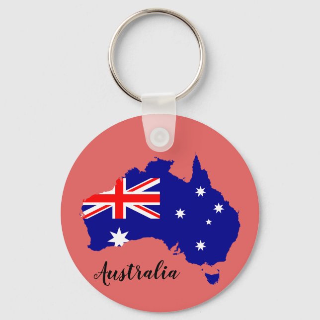 Australia Australian Flag Map Aussie Key Ring (Front)