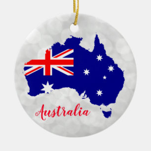 Australia Australian Flag Map Christmas Ceramic Tree Decoration