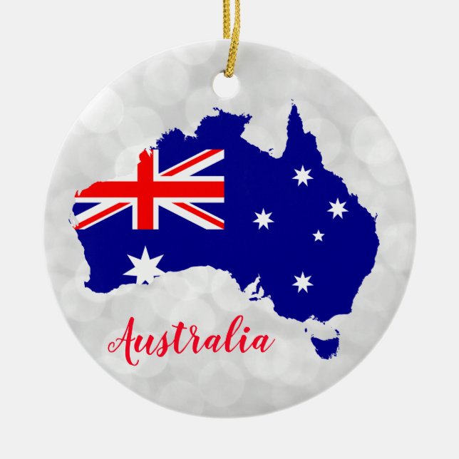 Australia Australian Flag Map Christmas Ceramic Tree Decoration (Front)