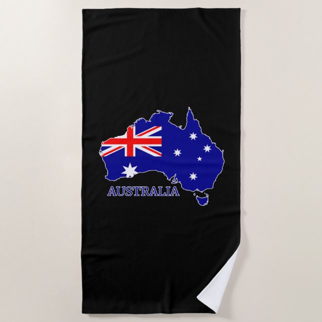 Australia Australian Flag Map Travel Beach Towel (Front)