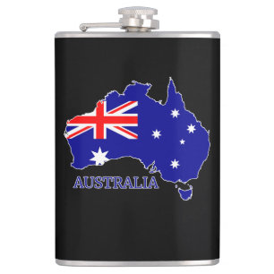 Australia Australian Flag Map Travel Hip Flask