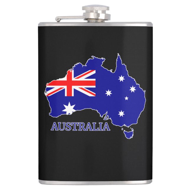 Australia Australian Flag Map Travel Hip Flask (Front)