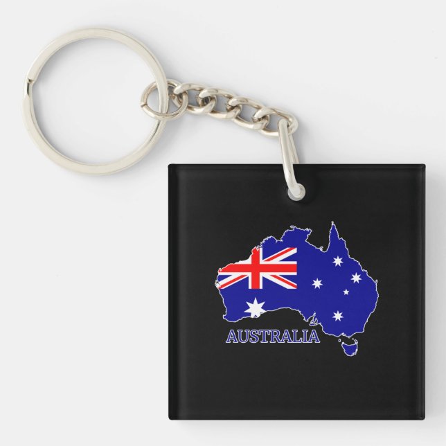 Australia Australian Flag Map Travel Key Ring (Front)