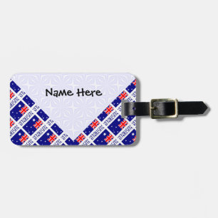 Australia Australian.Flag Tiled Black Personalised Luggage Tag