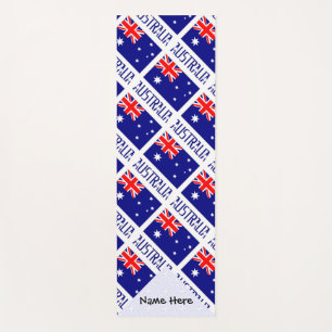 Australia Australian Flag Tiled Personalised Name Yoga Mat