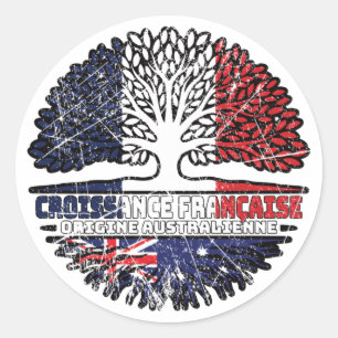 Australia Australian French France Tree Roots Flag Classic Round Sticker