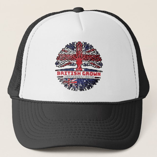 Australia Australian Uk United Kingdom British Trucker Hat (Front)