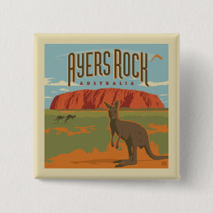 Australia Ayers Rock Kangaroos 15 Cm Square Badge