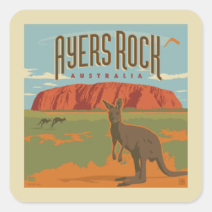Australia   Ayers Rock Kangaroos Square Sticker