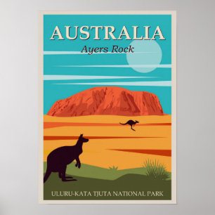 Australia Ayers Rock Vintage Travel Poster