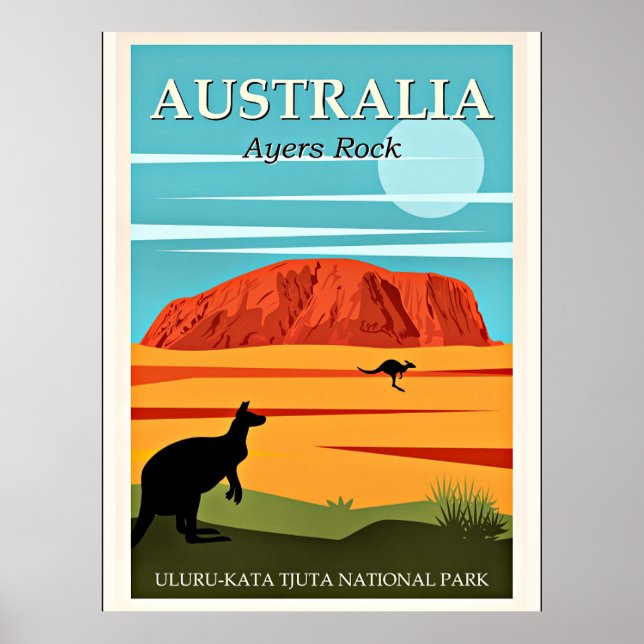 Australia, Ayers Rock, vintage travel poster (Front)
