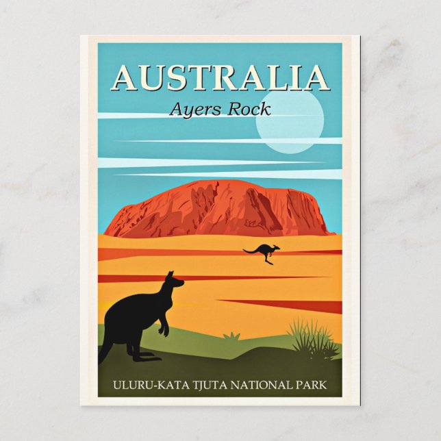 Australia, Ayers Rock, vintage travel poster Postcard (Front)