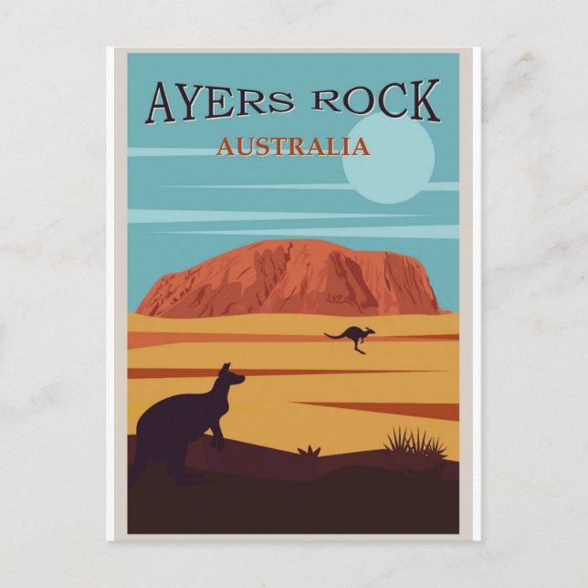Australia Ayers Uluru Rock Vintage Travel Postcard (Front)