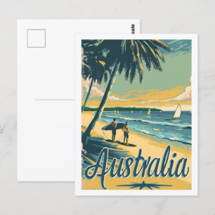Australia Beach Vintage Famous Travel Place Postcard