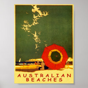 Australia Beaches Vintage Travel Poster