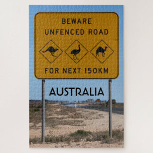 Australia: Beware unfenced road sign Jigsaw Puzzle
