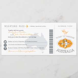 Australia Boarding Pass Wedding Invitation