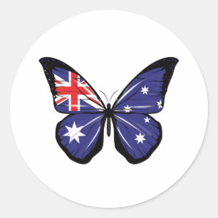 Australia Butterfly Flag Classic Round Sticker