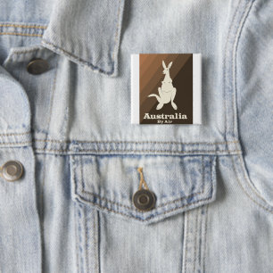 Australia By Air Kangaroo travel poster. 15 Cm Square Badge