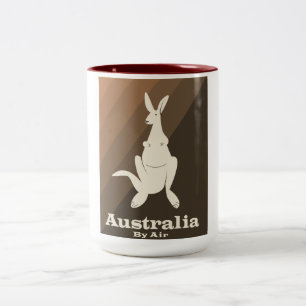 Australia By Air Kangaroo travel poster. Two-Tone Coffee Mug