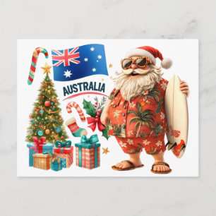 Australia Christmas Greeting with Summer Santa  Holiday Postcard