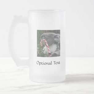 Australia Christmas Koala Bear Frosted Glass Beer Mug