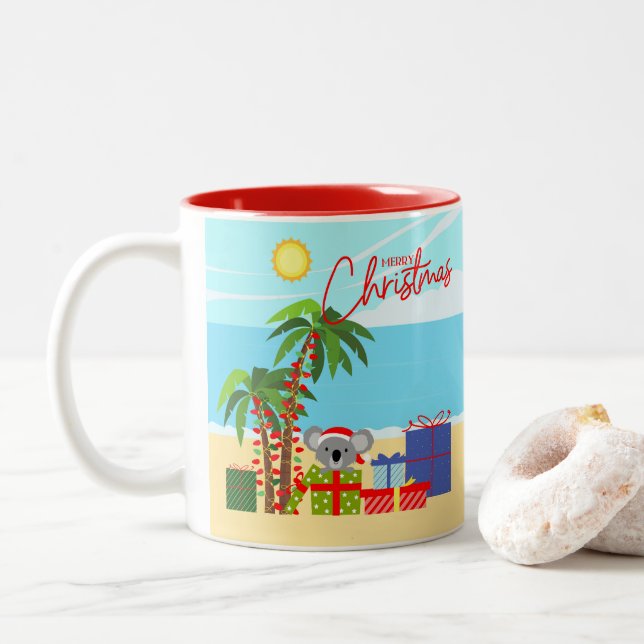 Australia Christmas Two-Tone Coffee Mug (With Donut)