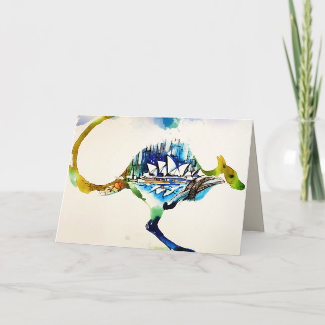 Australia City Skyline Travel Love Watercolor Card (Front)