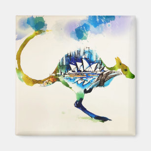 Australia City Skyline Travel Love Watercolor Magnet