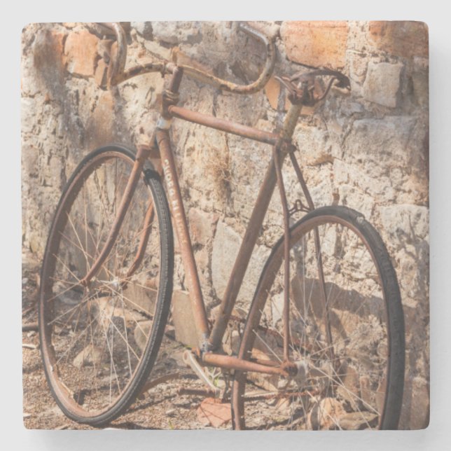 Australia, Clare Valley, Sevenhill, old bicycle Stone Coaster (Front)