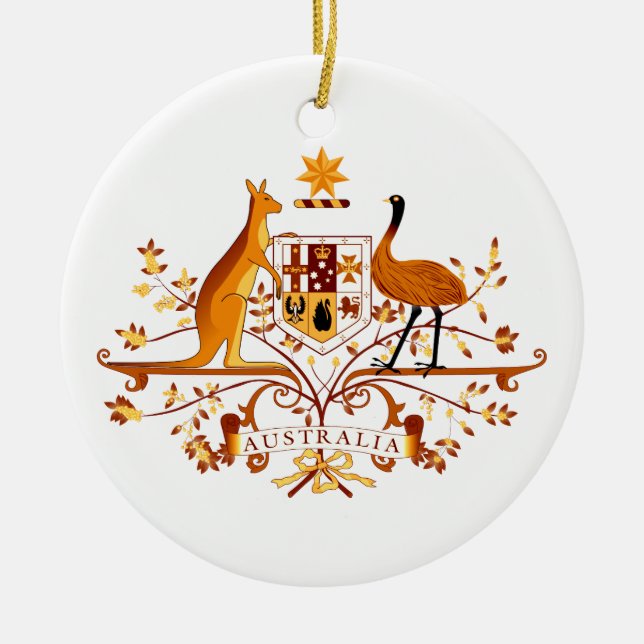 Australia COA Brown Ceramic Tree Decoration (Front)