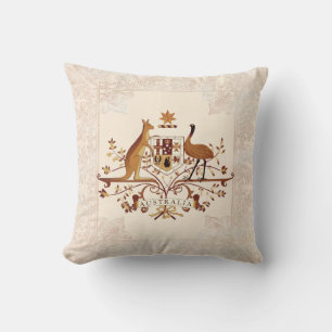 Australia Coat of Arms Brown Tint Cushion