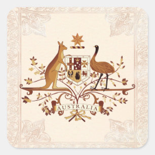 Australia Coat of Arms Brown  Tint Square Sticker