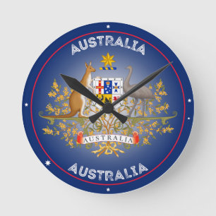 Australia Coat of Arms Circle Shape Round Clock