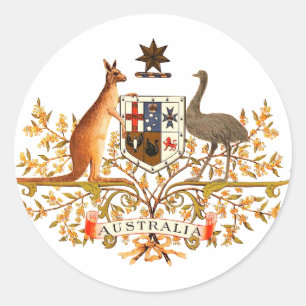 australia coat of arms classic round sticker
