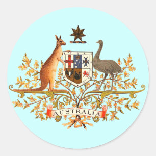 australia coat of arms classic round sticker