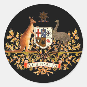 australia coat of arms classic round sticker
