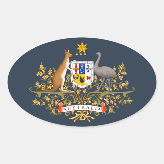 Australia Coat of Arms Oval Sticker (Front)