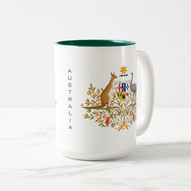 australia coat of arms Two-Tone coffee mug (Front Right)