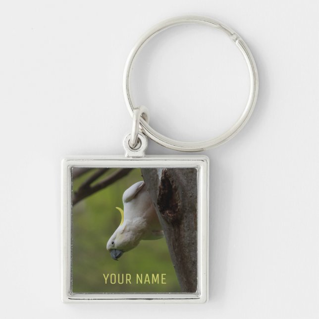 Australia Cockatoo Parrot Bird Upside Down Funny Key Ring (Front)