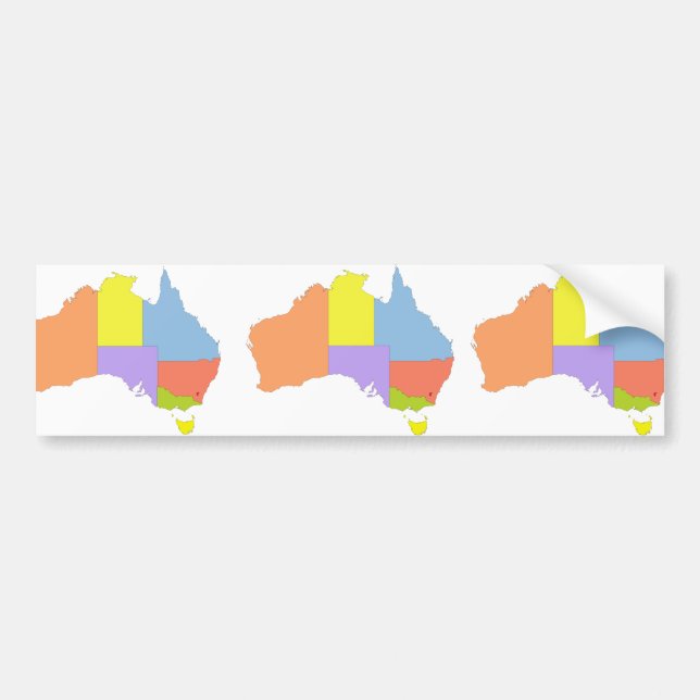 Australia Colour Map, Australia Bumper Sticker (Front)