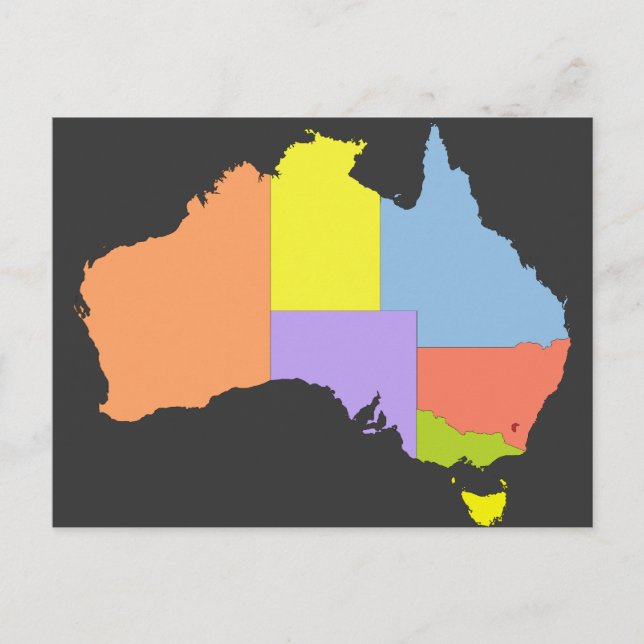 Australia Colour Map, Australia Postcard (Front)