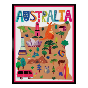 Australia colourful travel poster