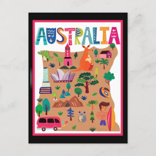 Australia colourful travel poster postcard